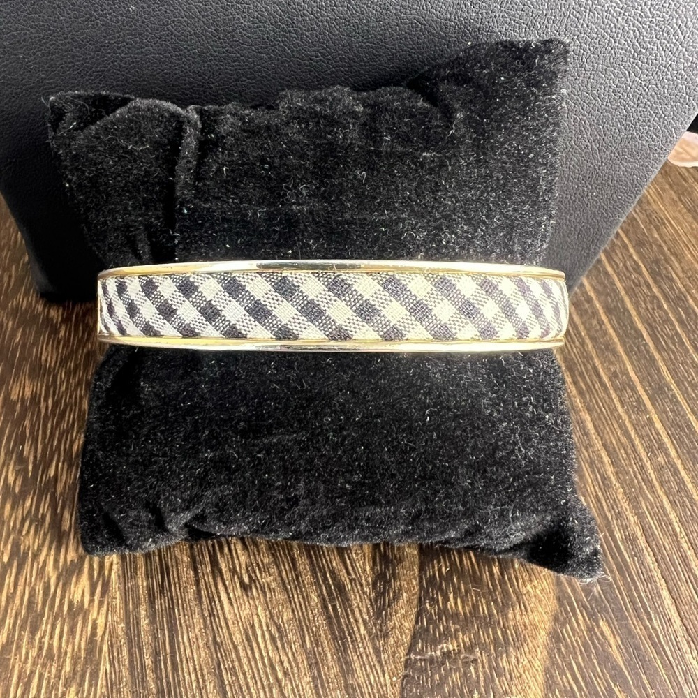 J. Crew Black & White Gold Tone Clamper Bangle D9
